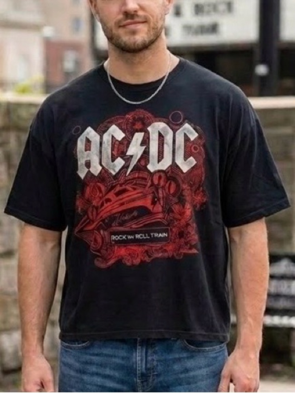AC/DC Black and Red Rock N Roll Train Tee
